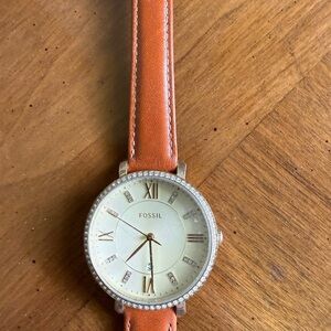 Fossil Jacqueline Gold Dial Tan Leather Strap Women's Watch